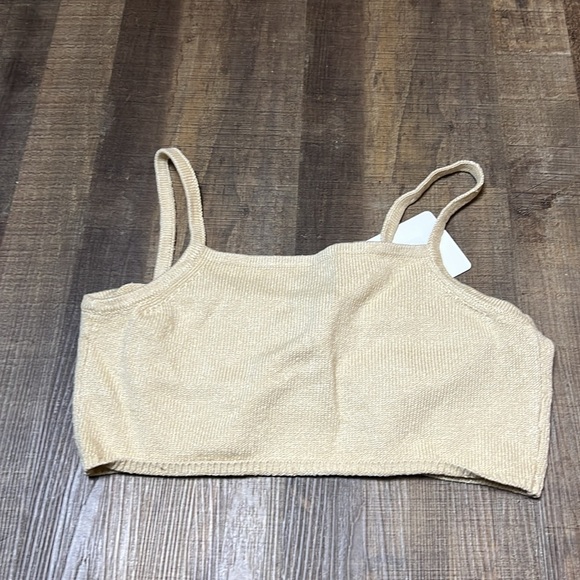 Joos Tricot Womens half-moon crop camisole Linen Sandstone Lg Summer knit casual - Picture 9 of 9